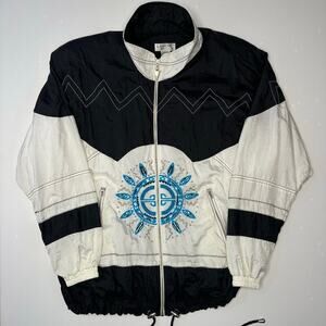 Vintage 1990’s Lavon Nylon Embroidered and Beaded Zip Front Jacket